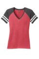 DISTRICT MADE LADIES DISTRESS GAME V-NECK TEE - DM476