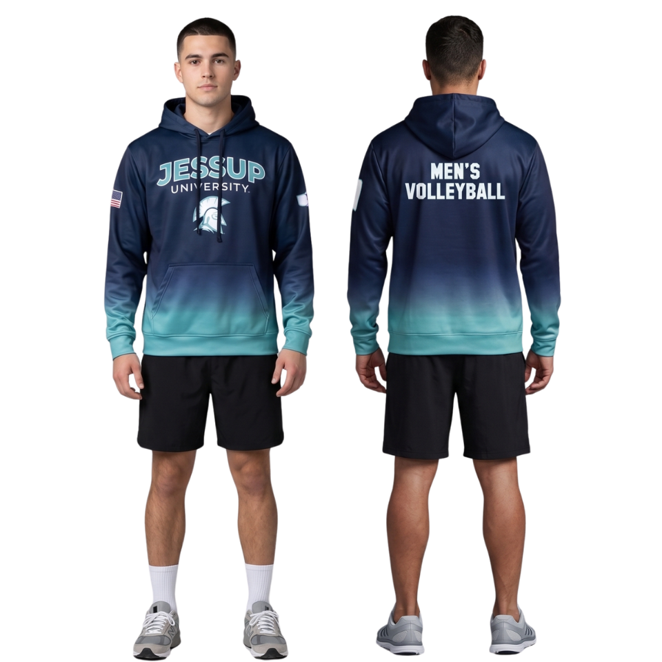 Vollyball Men Full Sleeve Blue Hoodie