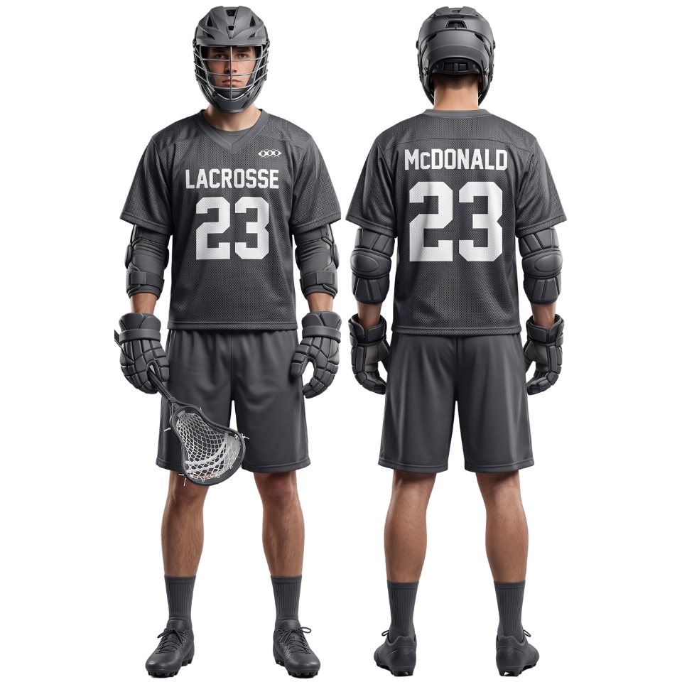 Mens Dark Grey Lacrosse Uniform Set