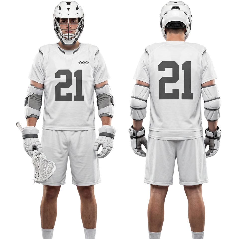 Mens White Lacrosse Uniform Set