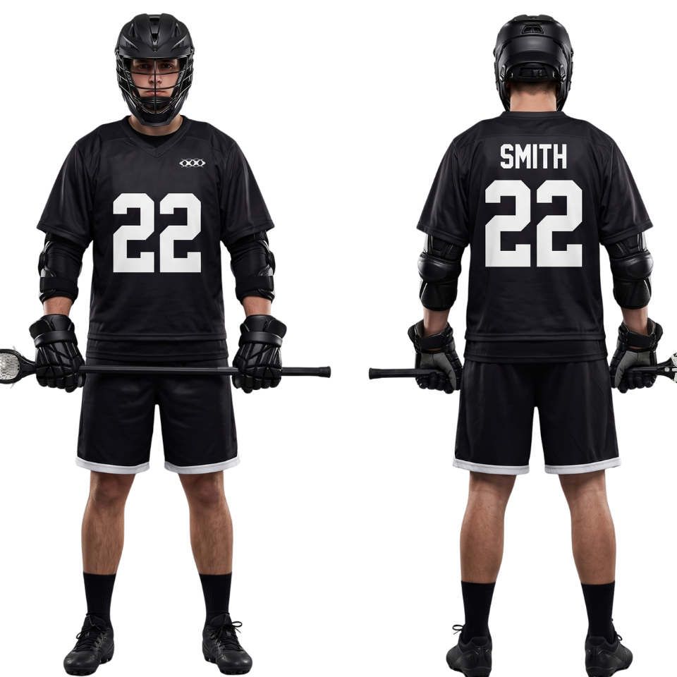 Mens Black Lacrosse Uniform Set