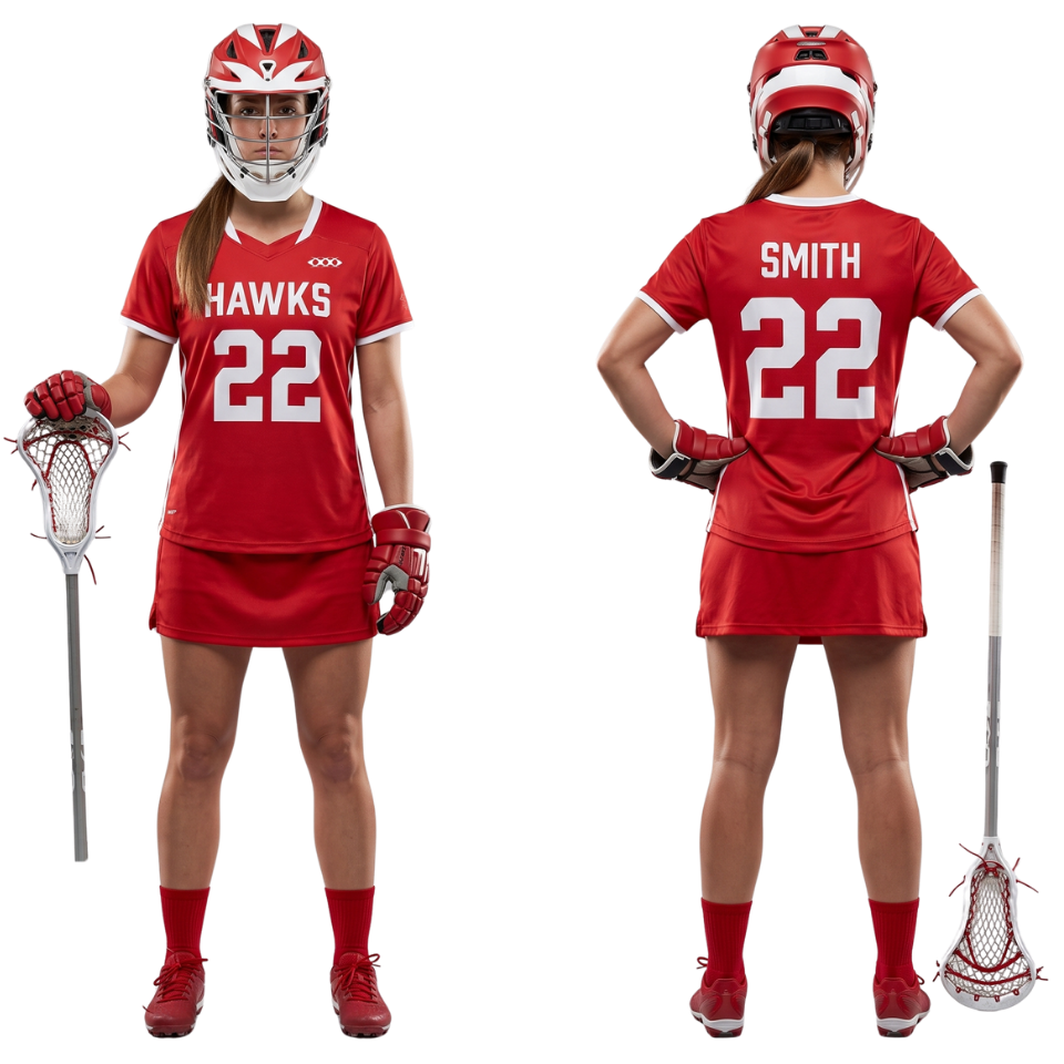 Womens Red Lacrosse Uniform Set