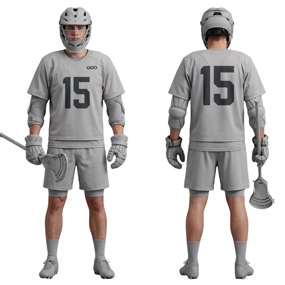 Mens Grey Lacrosse Uniform Set