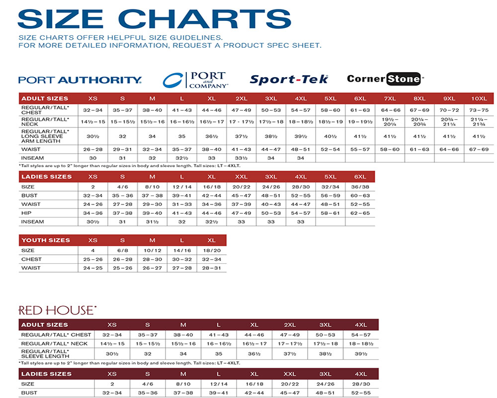 Port And Company Shirt Size Chart
